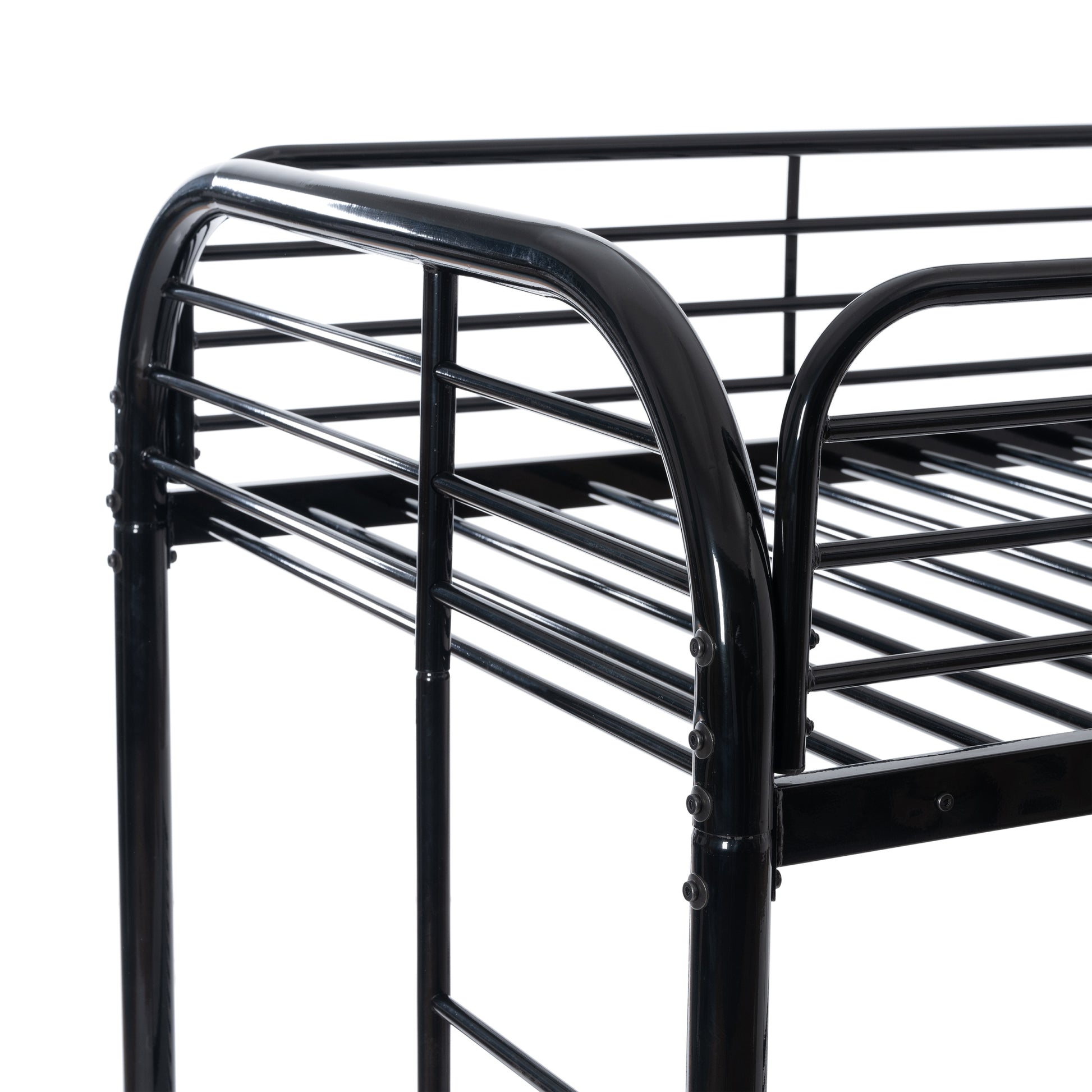 Twin Over Twin Bunk Bed With Ladders Twin Black Steel