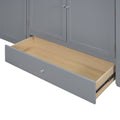 Twin Size Loft Bed With Drawer, Two Wardrobes And Mirror, Gray Gray Solid Wood Mdf