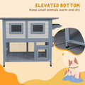 Pawhut Outdoor Cat House, 2 Tier Weatherproof Feral Cat Shelter With Escape Door, Asphalt Roof, Jump Platform, Large Wooden Cat House For Outside, Backyard, Light Gray Light Grey Wood