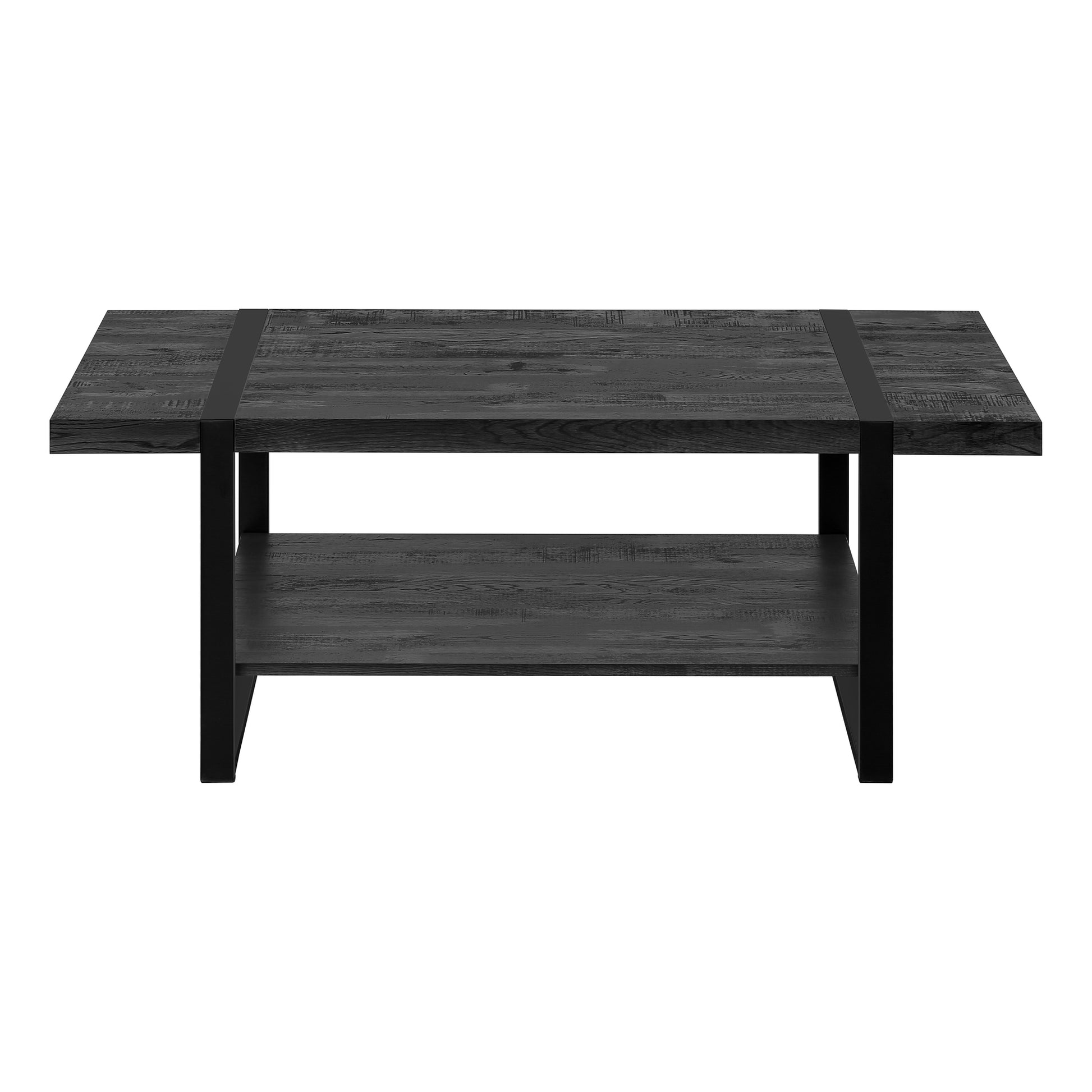 Coffee Table, Accent, Cocktail, Rectangular, Living Room, 48"L, Black Laminate, Black Metal, Contemporary, Modern Black Mdf