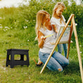 11In Folding Step Stool, Compact, Portable, Non Slip, 300 Lbs. Weight Capacity For Adults And Children. Secure Non Slip Top And Rubber Feet, Great For Home And Camping, Black Color Black