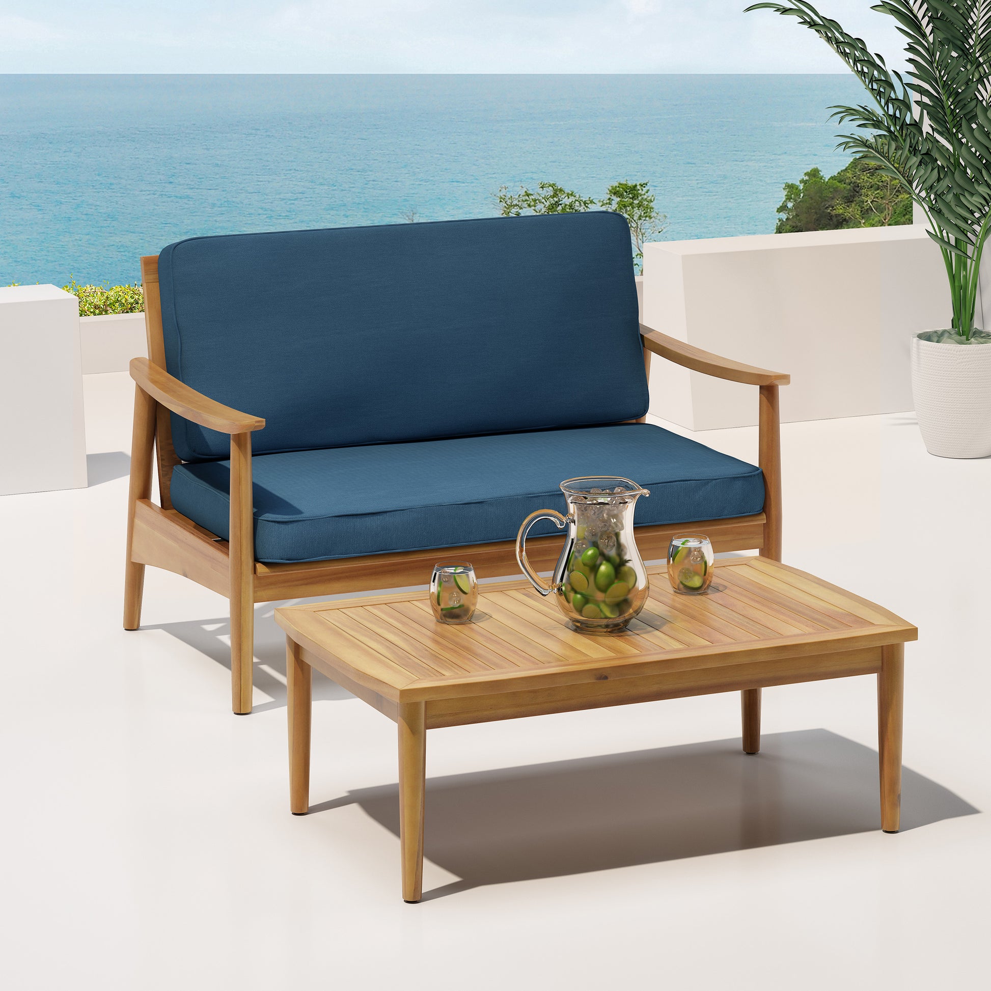 Willowbrook Seat Coffee Table Teak Acacia Wood