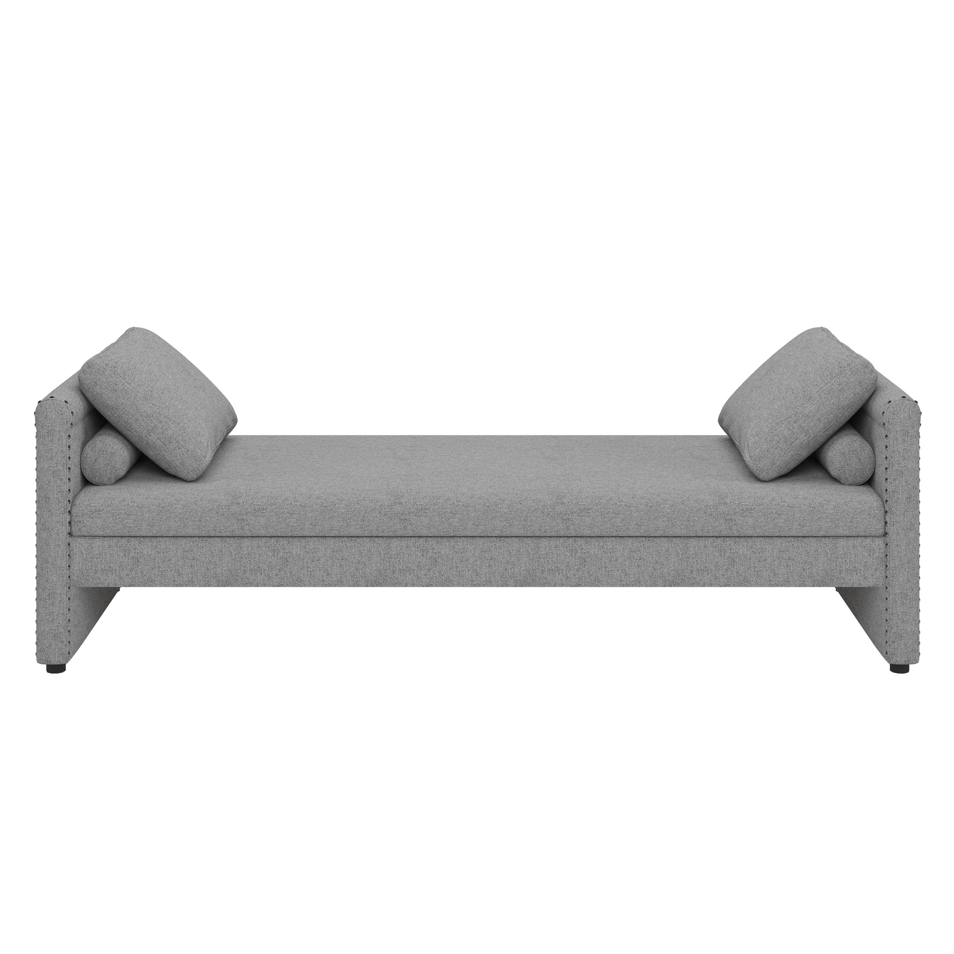 Modern Upholstered Chaise Lounger Daybed With Pillows Small Single Daybed, No Mattress Needed, Perfect For Living Rooms & Home Office,Linen Fabric, Gray Gray Linen
