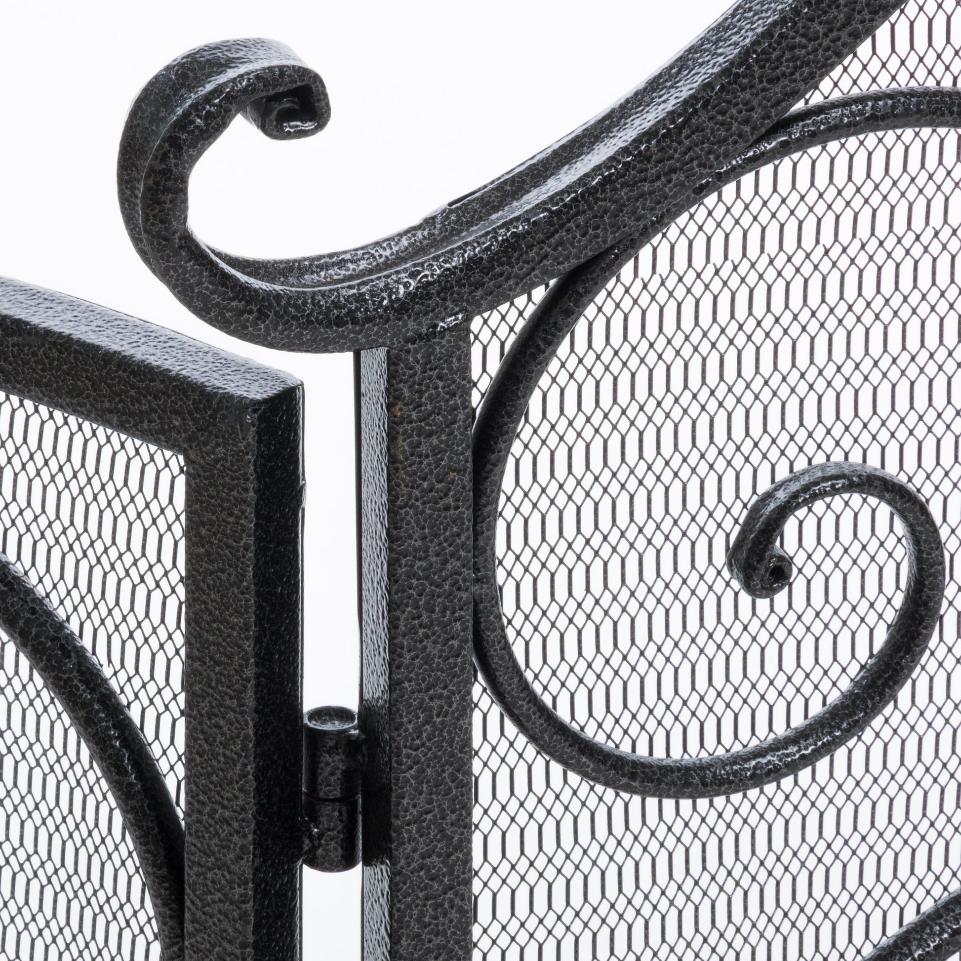 Kingsport Fireplace Screen Black Silver Iron