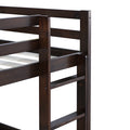 Solid Wooden, Solid Rubber Wooden Twin Over Twin Loft Bed With Ladder, With Bed Platform Of Strengthened Slatsespresso Twin Espresso Rubber Wood