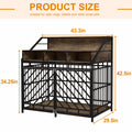 43.3 Inch Dog Crate Furniture For Large Dogs,Wooden Dog Crate With Divider,Double Door Dog Kennel With Three Drawers Storages,Heavy Duty Dogs Decorative Pet House For Large Medium Dogs ,Rustic Brown
