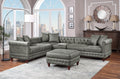 Slate Grey 4Pc Sectional Set 3X Reversible Loveseat Chaise And 1X Ottoman Tufted Couch Pillows Light Slate Grey Faux Leather Wood Primary Living Space Tight Back Contemporary,Luxury,Traditional