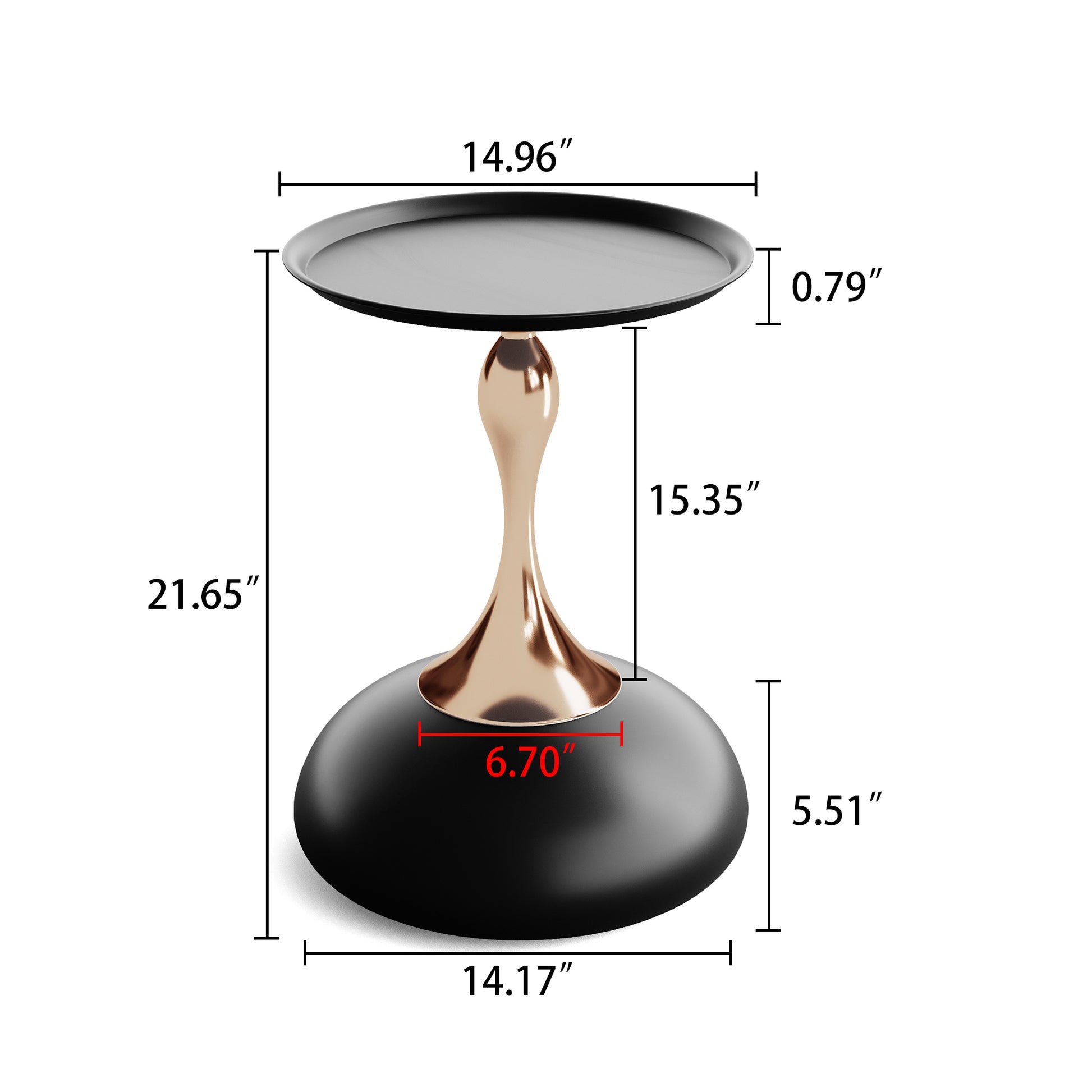 Luxury Design Iron End Table, Minimalist Round Side Table For Small Space Black Iron