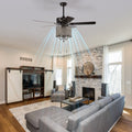 52'' Classical Crystal Ceiling Fan Lamp,3 Speed5 Reversible Blades For Living Room, Dining Room, Bedroom, Family Room, Rustic Bronze ,3Pcs*E12 No Include Bulb Hand Pull Chain Rustic Brown American Traditional,Antique,Classic,Contemporary Crystal Metal