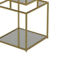 Joy 41 Inch Plant Stand Shelves, Mirrored Box Shape, 3 Tier, Gold Metal Gold Clear Metal