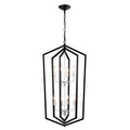 8 Light Farmhouse Kitchen Chandeliers, Matte Black And Sliver Vintage Rustic Cage Light Fixture Adjustable Height Chandeliers For Dining Room Hallway Foyer Entryway E12 Bulbs Not Included Matte Black American Design,Luxury,Modern,Vintage Metal Metal