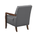 Modern Style Accent Chair Gray Leather Upholstered Tufted Detail Walnut Finish Wood Furniture 1Pc Dark Gray Primary Living Space Contemporary,Modern Plywood
