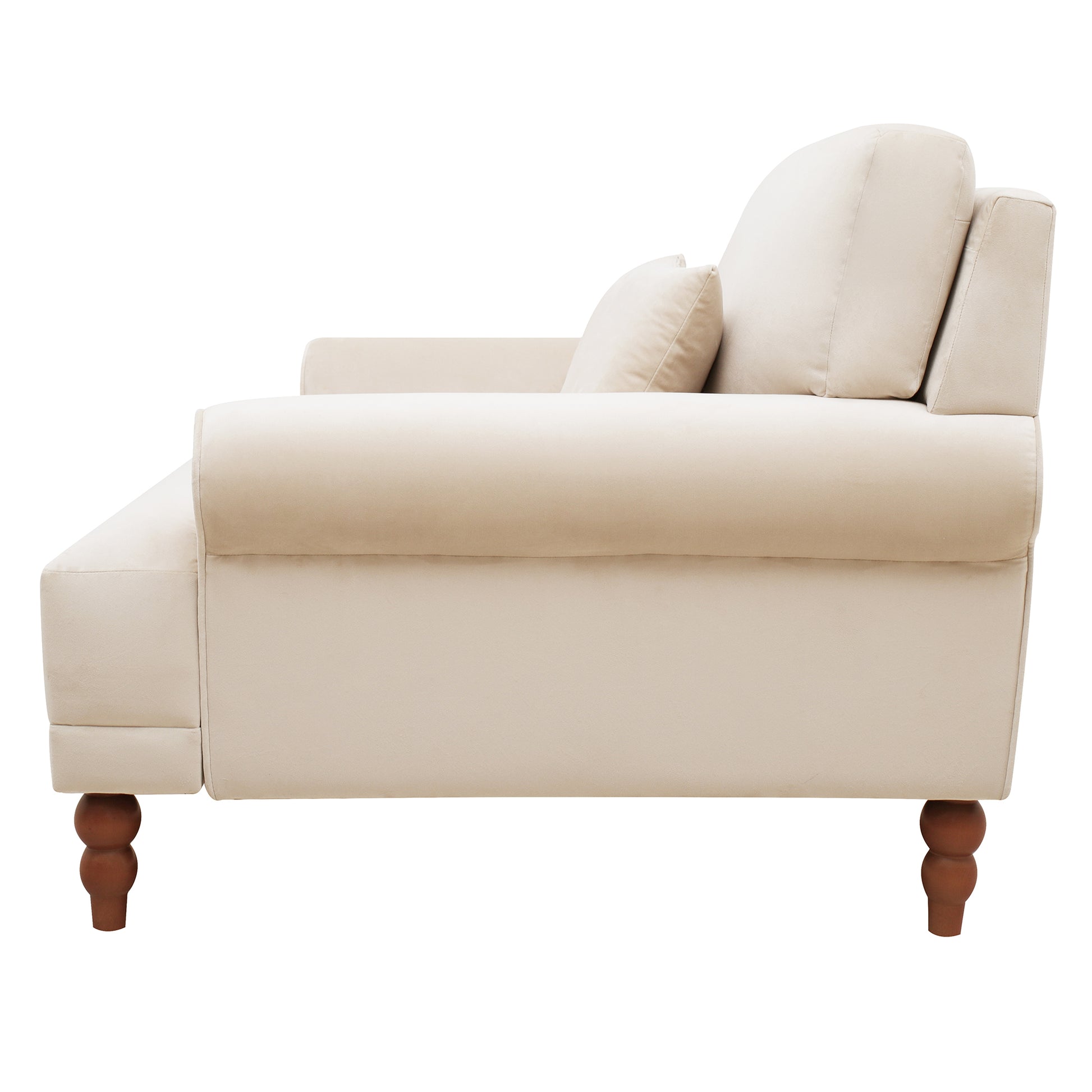 Mirod Elegant Circular Armrests, Ergonomic Lumbar Support, Vintage Roman Column Legs, Luxurious Large Size, Enhances Living Room Aesthetics, For Living Room,Bedroom And Study Beige Velvet