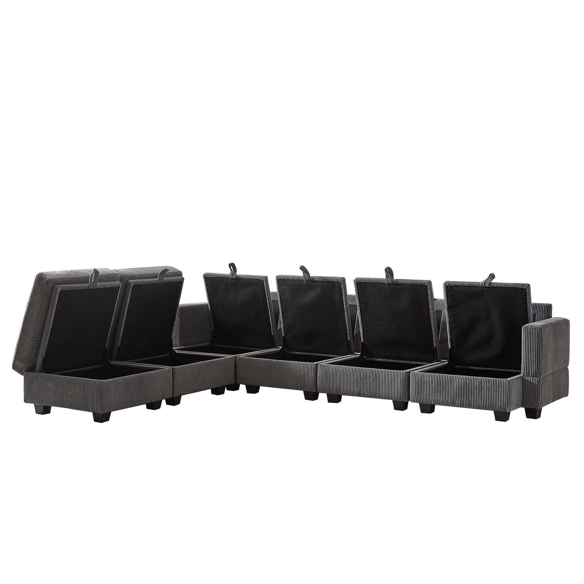 113.5'' Modular Sectiona Corduroy Sofa, Sectional Couches For Living Room U Shaped Sectional Couch With Storage Ottoman, 6 Seats Convertible Sectionals With Chaise Dark Gray Corduroy 6 Seat