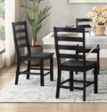 Contemporary Black Finish Side Chairs Set Of 2 Dining Wooden Kitchen Dining Furniture Casual Style Black Dining Room Casual,Farmhouse Side Chair Wood