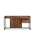 Walnut And Sandy Black 1 Drawer Writing Desk Walnut Black Writting Desk Office Modern Freestanding Rectangular Drawers Wood Metal Sled