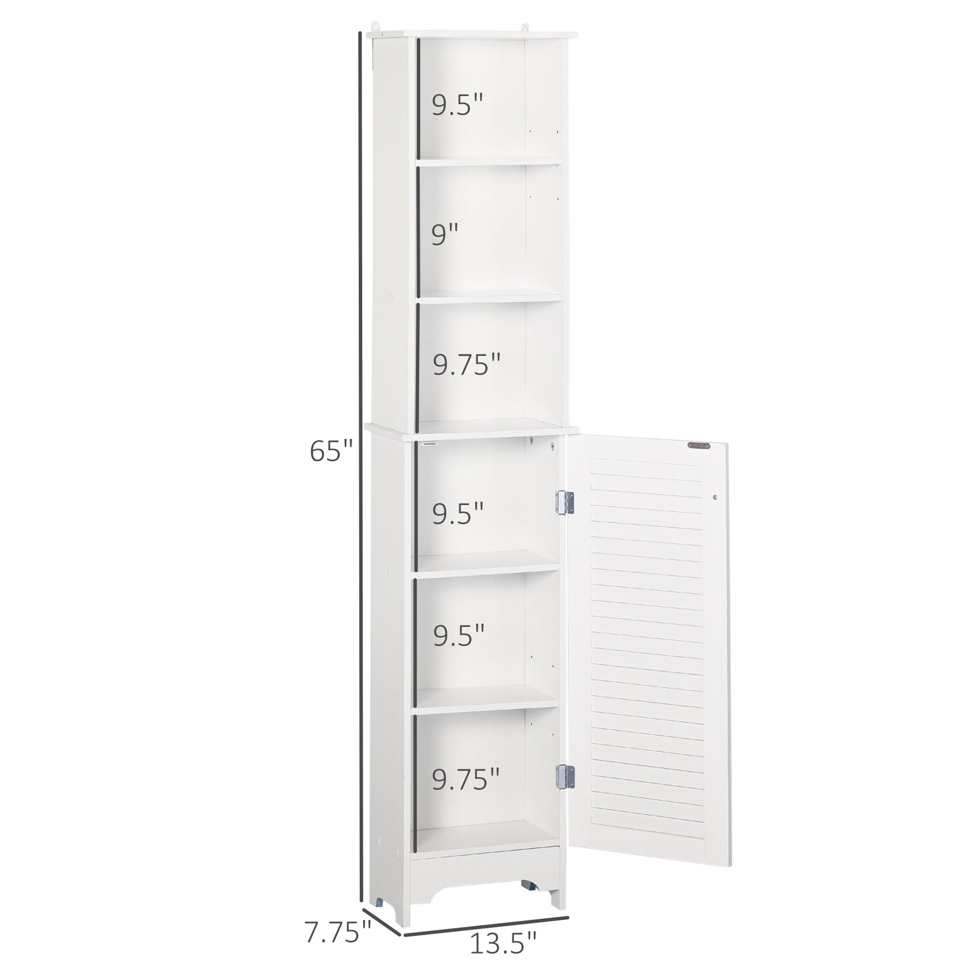 Homcom Tall Bathroom Storage Cabinet Freestanding Linen Tower With 3 Tier Open Adjustable Shelf, White White Mdf