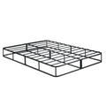 California King Mattress Foundation 1Pc Black Metal Frame With Textured Fabric Cover California King Black Bedroom Metal