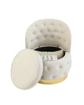 360 Degree Swivel Cuddle Barrel Accent Storage Chairs Beige Velvet