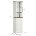 Kleankin Slim Bathroom Storage Cabinet With Triple Open Shelves, Wooden Freestanding Linen Tower With Door And Shelf Adjustability, White White Particle Board