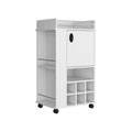 Fargo Bar Cart With Cabinet, 6 Built In Wine Rack And Casters White Primary Living Space Modern Particle Board Shelves Included Engineered Wood