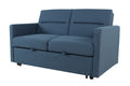 Loveseat Sleeper Pull Out Couch 3 In 1 Sofa Bed Adjustable Backrest Blue Wood Fabric