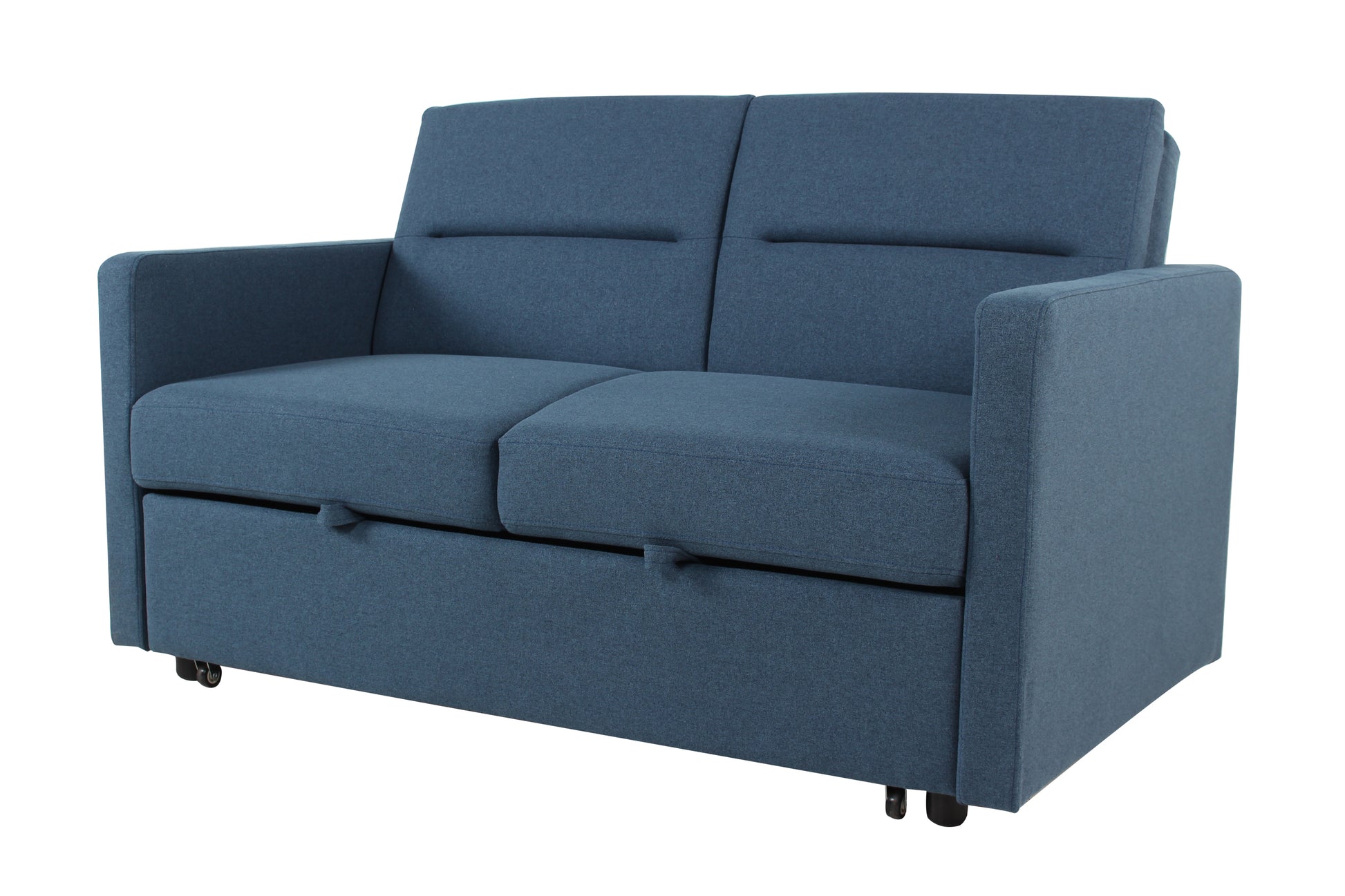 Loveseat Sleeper Pull Out Couch 3 In 1 Sofa Bed Adjustable Backrest Blue Wood Fabric