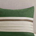 7 Pc Pieced Faux Suede Comforter Set Green Queen Queen Green Polyester