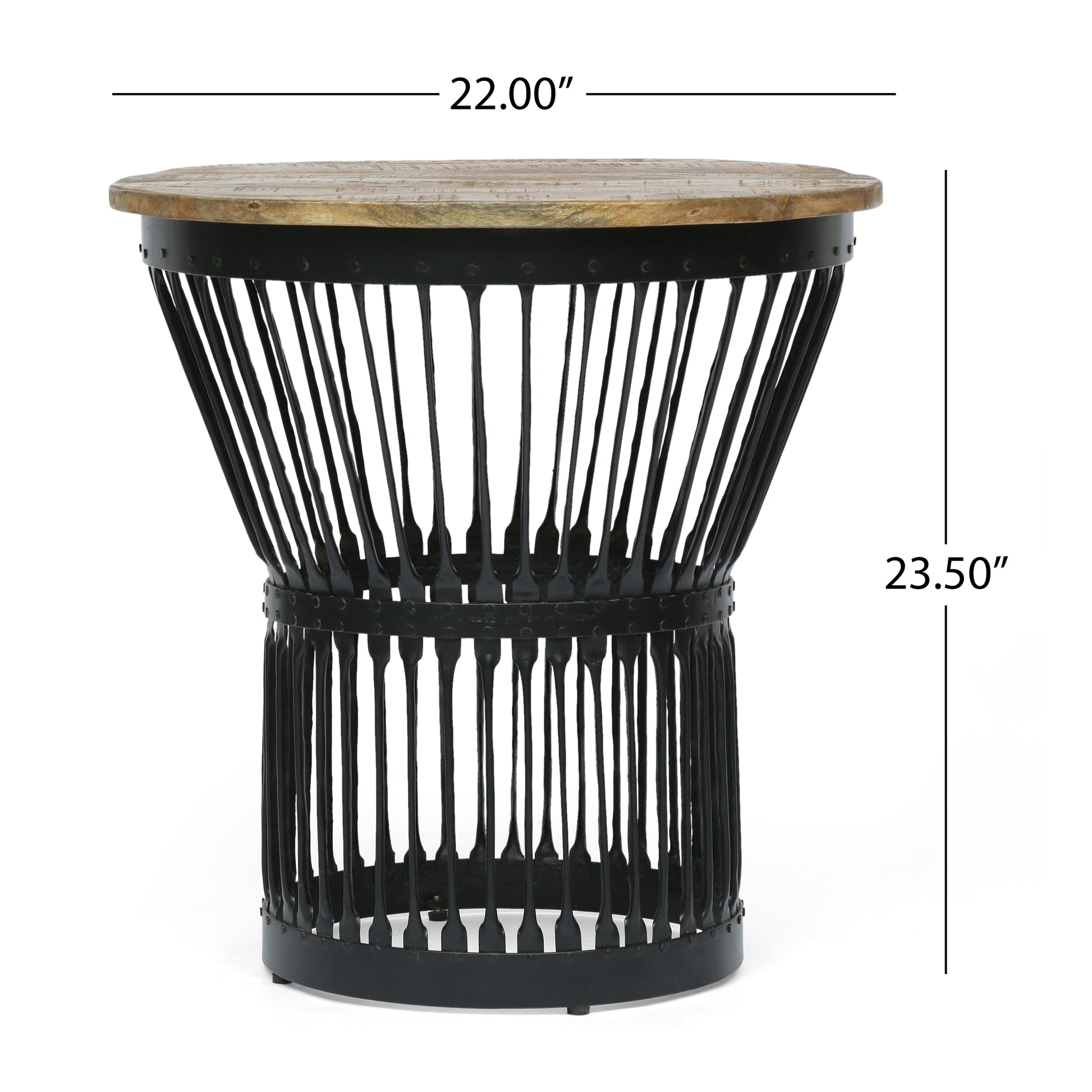 Side Table Natural Black Wood Metal