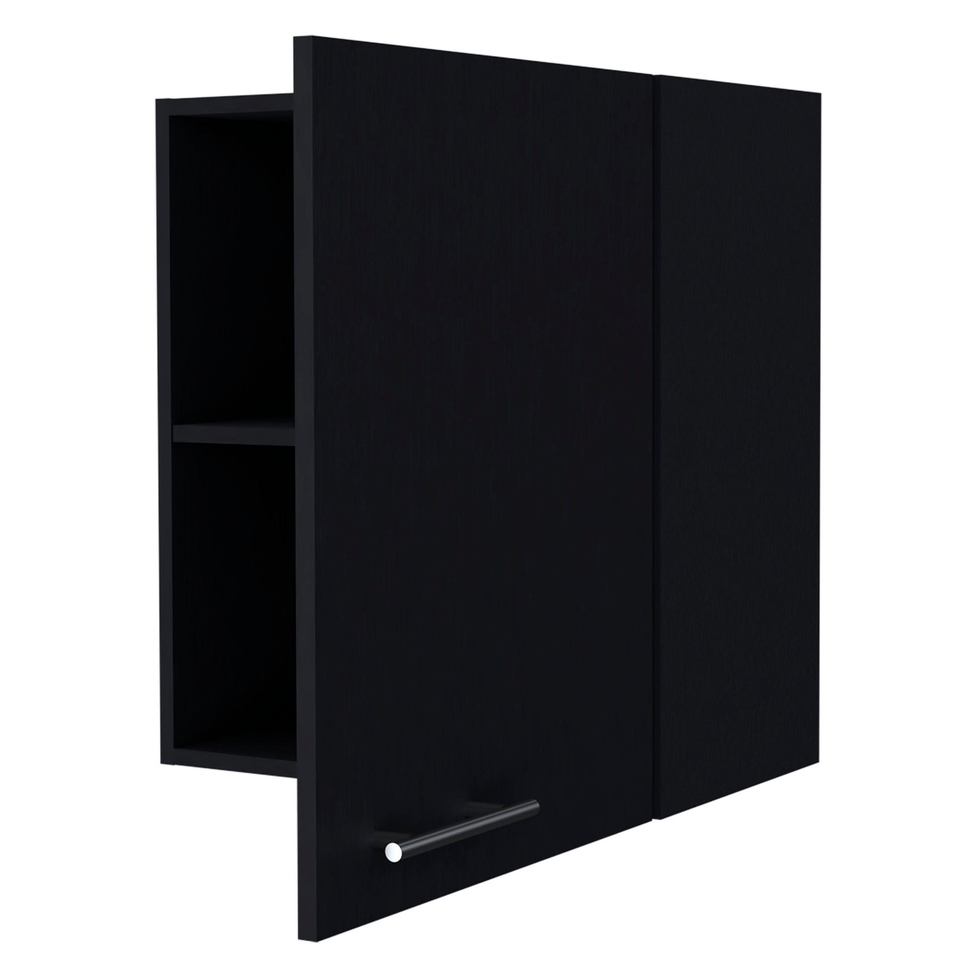 So Hi Wall Cabinet In Melamine With One Door, Black Black Contemporary,Minimalist,Modern Particle Board Melamine