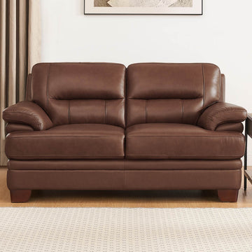 Luxor Leather Loveseat Pecan Memory Foam Genuine Leather