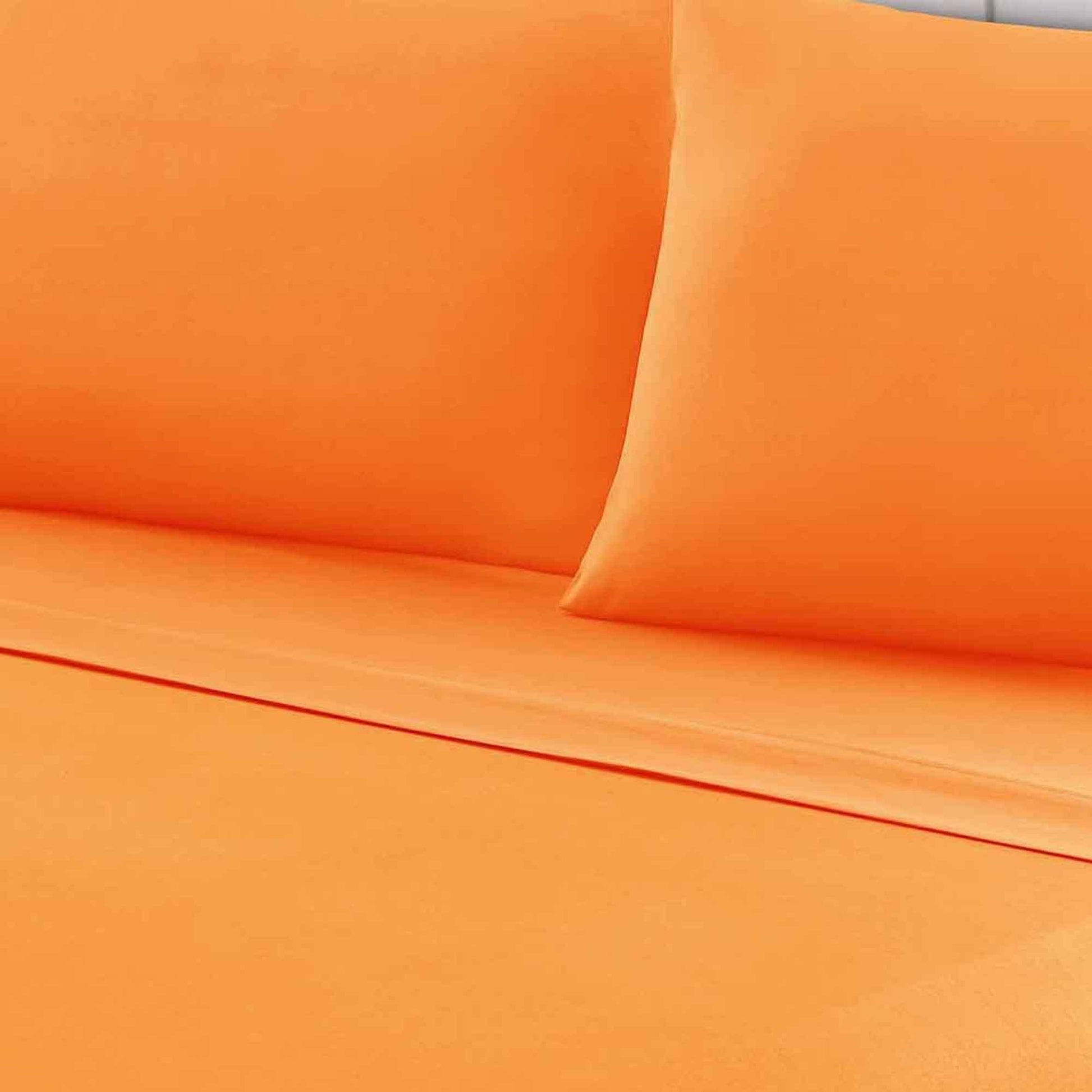 Bezons 3 Piece Twin Size Plain Sheet Set The Urban Port, Orange Orange Microfiber