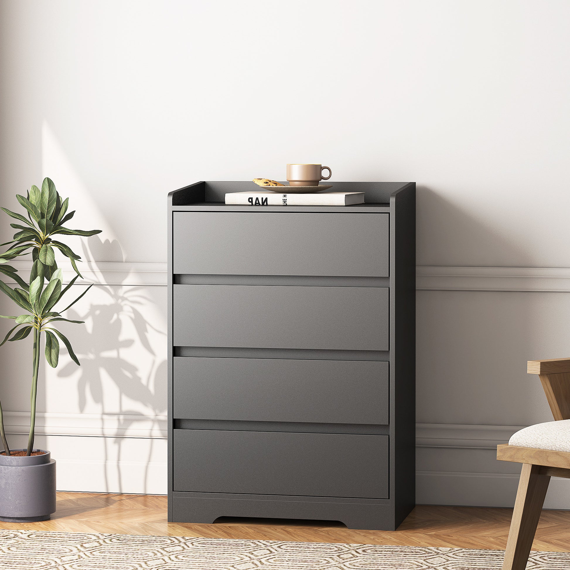 Living Room Sideboard Storage Cabinet,Drawer Cabinet Black Mdf