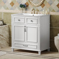 30'' Bathroom Vanity With Resin Sink, Solid Wood Frame Bathroom Storage Cabinet With Soft Closing Doors, Retro Style, White Same As Sw000118Aak White Bathroom Modern Solid Wood Mdf Resin