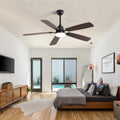 52 Inch Classics Ceiling Fan With Dimmable Led Light 6 Speed Wind 5 Blades Remote Control Dc Motor For Indoor Black Mdf