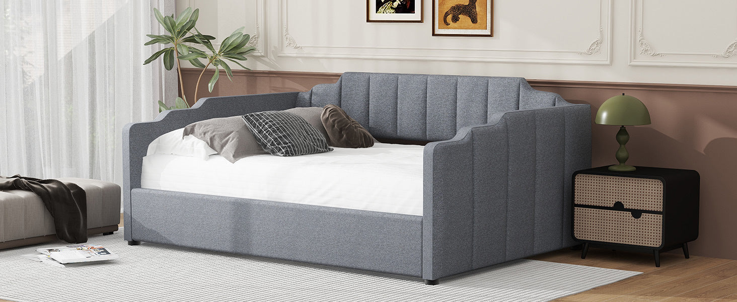 Upholstered Daybed With Underneath Storage,Full Size, Gray Full Gray Upholstered