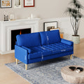 Roma 67.7'' 3 Seater Sofa Couch For Living Room, Modern Sofa,Small Couches For Small Spaces,Upholstered 3 Seater Couch For Bedroom, Apartment, Home Office, Tool Free Assembly,Blue Blue Velvet Wood