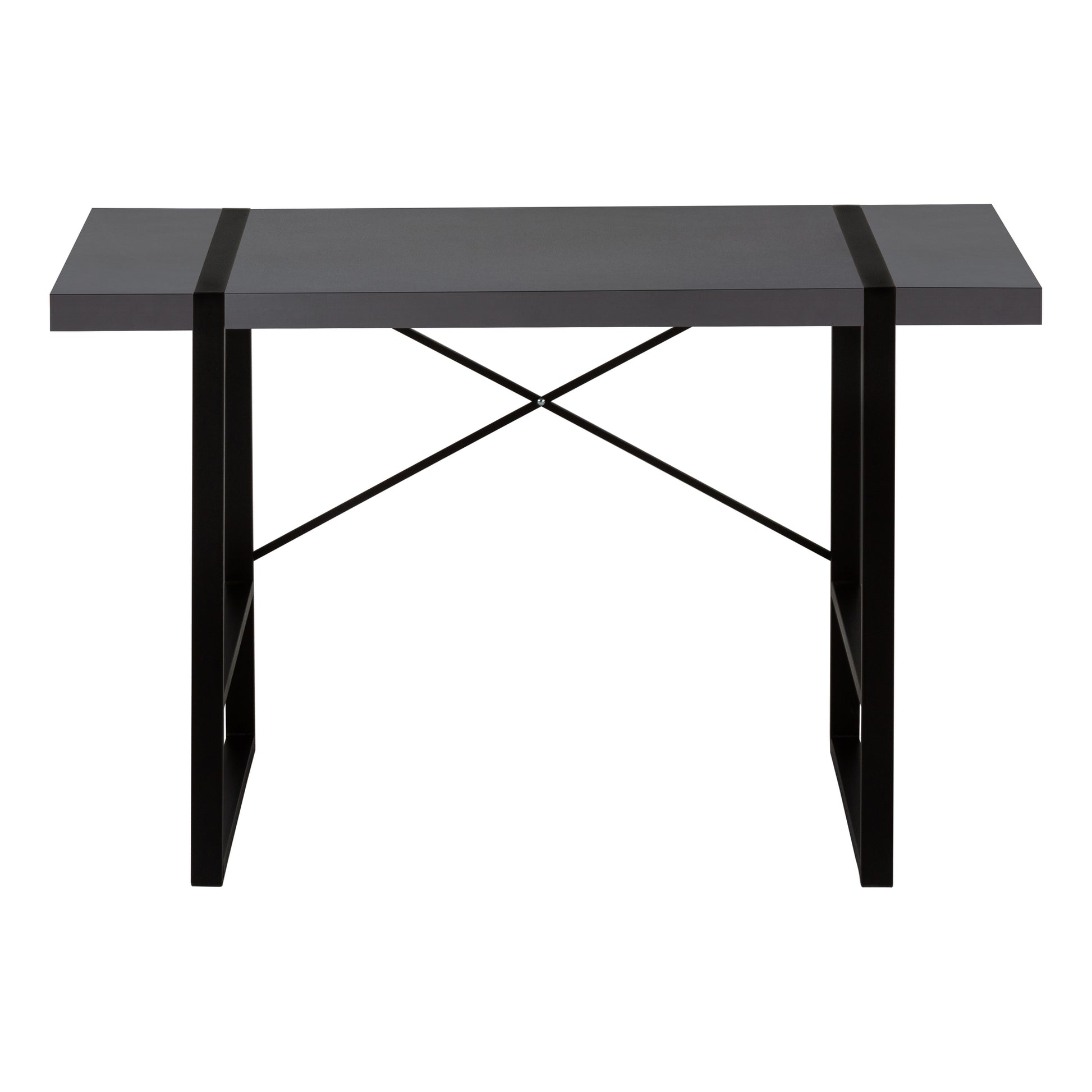 Computer Desk, Home Office, Laptop, 48"L, Work, Grey Laminate, Black Metal, Contemporary, Modern Grey Particle Board