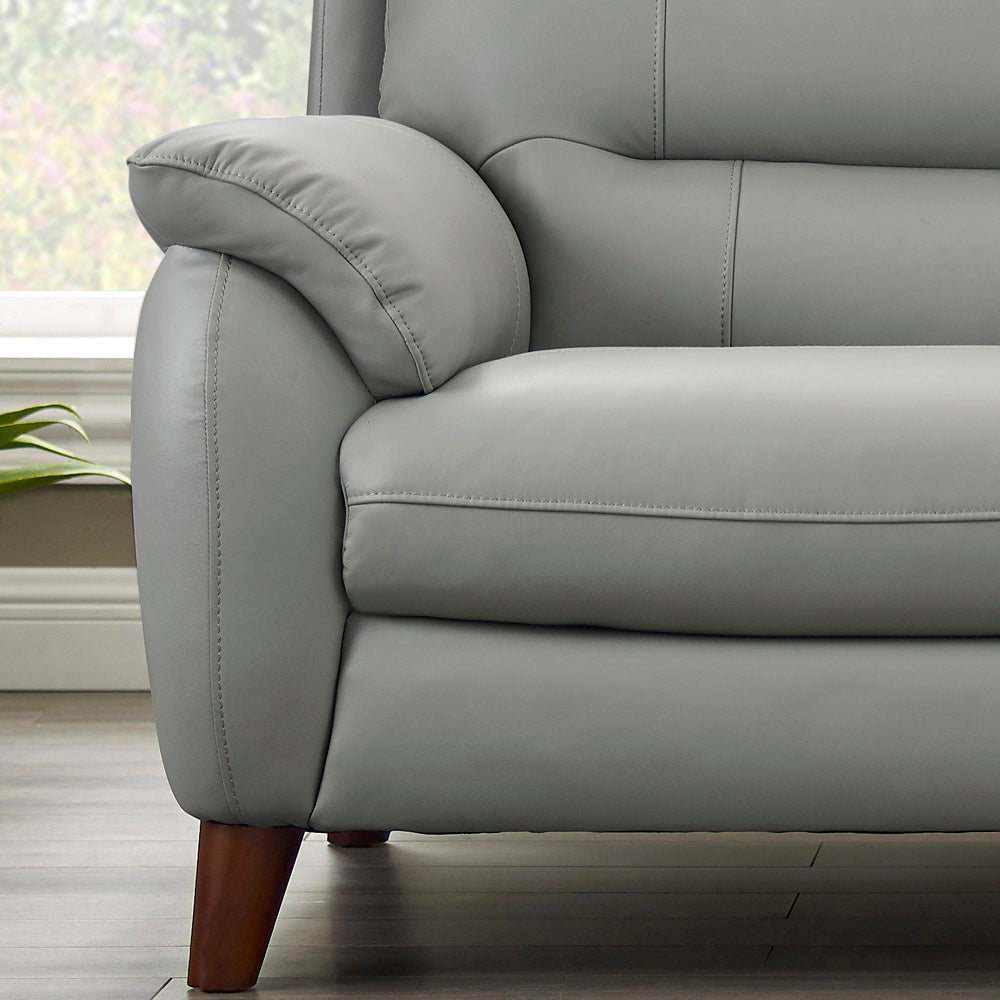 Monroe Leather Chair Silver Grey Memory Foam Genuine Leather