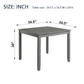 Wooden Dining Square Table, Kitchen Table For Small Space, 4 Person Dining Table, Grayonly The Table Gray Seats 4 Gray Dining Room Acacia Square Acacia Wood