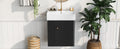 Video 21.6 Inch Modern Floating Bathroom Vanity With Ceramic Basin Perfect For Small Bathrooms, Left Side Storage Black Bathroom Ceramic Mdf