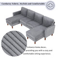 U Shaped Sponge Filled Cushion Combination Sofa, Suitable For Living Rooms, Studies, And Spacious Spaces Gray Polyester 4 Seat