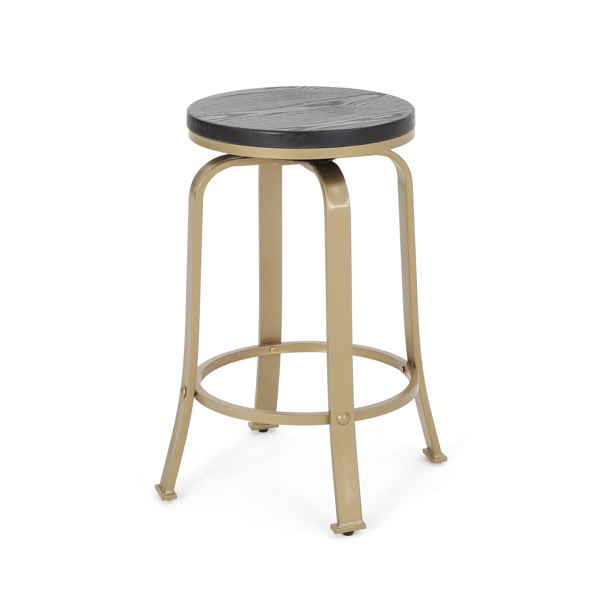 Counter Stool2Pcs Set Black Gold Metal