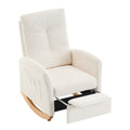 Accent Rocking Chair With Footrest High Back Rubber Wood Rocking Legs Bedroom Living Space Beige Wood