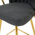 Stylish Dark Grey Cotton And Linen Design, Gold Plated Metal Legs, Round Tempered Glass Countertop, Bar Chair Cover, Suitable For Bar, Restaurant, Bedroom Bar Chair, Set Of 5 Metal Dark Gray Seats 4