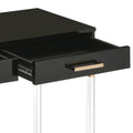 Black High Gloss And Gold Console Table With 2 Drawers Black Gold Primary Living Space Modern Drawers Rectangular Wood Metal