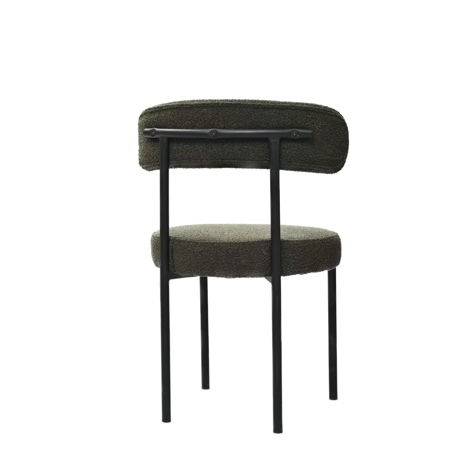 Green Boucle Dining Chairs Set Of 2,Mid Century Modern Curved Backrest Chair,Round Upholstered Kitchen Chairs Metal Green Dining Room Round Modern Dining Chairs Velvet