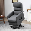 Homcom Power Lift Chair With Vibration Massage, Fabric Upholstered Recliner Chair For Elderly With Remote Control, Side Pockets, Grey Grey Steel