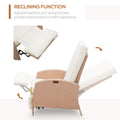 Outsunny Patio Recliner, Outdoor Reclining Chair With Flip Up Side Table, All Weather Wicker Metal Frame Chaise With Footrest, Cushions, Beige Beige Steel
