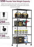 5 Tier Heavy Duty Storage Shelving Unit, 1250 Lbs Loading Capacity, 29.92